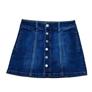 American Eagle AEO Denim Miniskirt Women's Sz 0 26 x 14.5 Buttons Stretch Blue